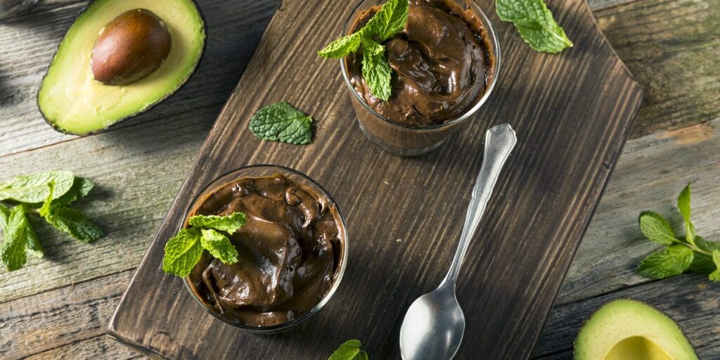 Brain healthy foods shown by these avocado chocolate mousse